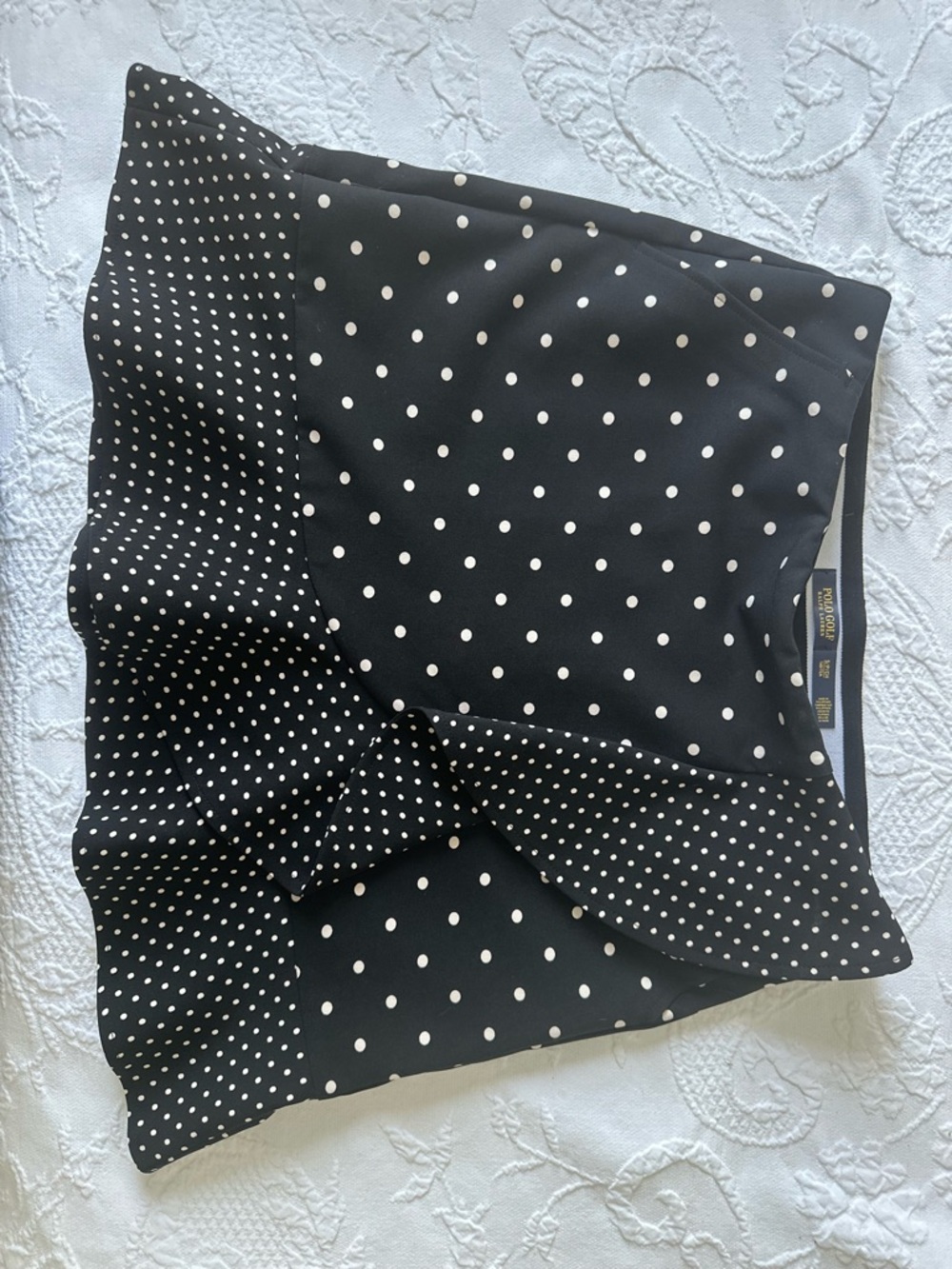 Polo Golf Ralph Lauren Polka Dot Ruffle Mini Skirt - Black/White Size Small